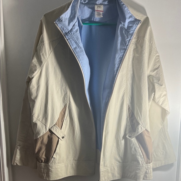 Just My Size Jackets & Blazers - Just My Size light tan w/ sky blue interior.2 snapped front pockets. Zips up.